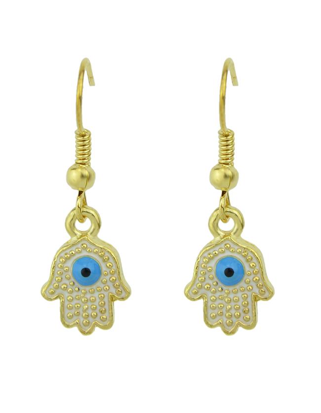 Romwe Trendy Style Enamel Hand Shape Long Drop White Earrings
