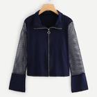 Romwe Contrast Mesh Zip Jacket