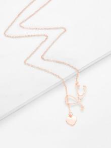 Romwe Heart Detail Pendant Link Necklace