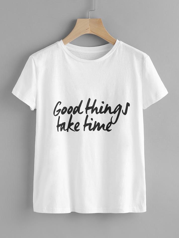 Romwe Good Things Take Time Tee