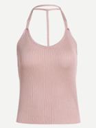 Romwe Pink Halter Knitted Top