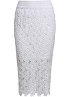 Romwe Hollow Lace White Skirt