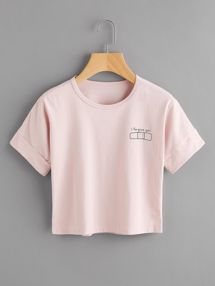 Romwe Band Aid Print Tee