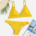 Romwe Triangle Top With Low Rise Bikini Set