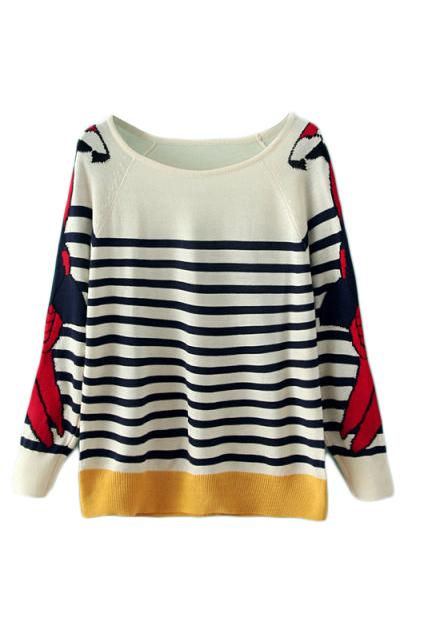 Romwe Striped Batwing Jumper