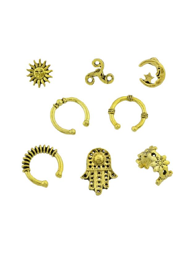 Romwe At-gold Boho Chic Circle Ear Cuff Cartilage Women Clip Earrings