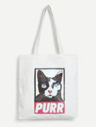 Romwe Cat Print Shoulder Bag