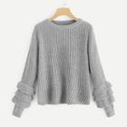 Romwe Solid Tiered Ruffle Sleeve Sweater