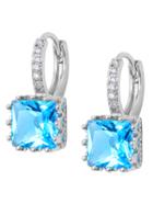 Romwe Blue Square Zircon Earrings