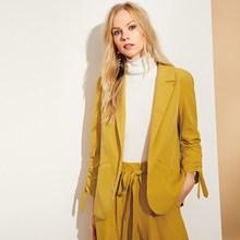 Romwe Shawl Collar Drawstring Sleeve Blazer