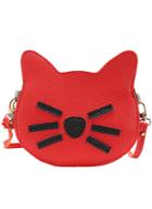 Romwe Red Cat Zipper Pu Clutches