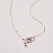 Romwe Rhinestone Eye Pendant Necklace 1pc