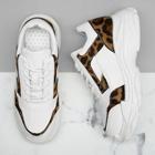 Romwe Leopard Pattern Lace-up Chunky Sneakers