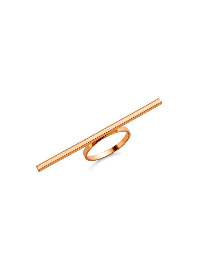 Romwe Gold Plated Horizontal Bar Ring