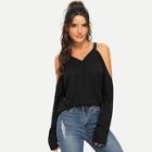 Romwe Cold Shoulder Solid Tee