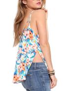 Romwe Flower Print Strappy Cami Top