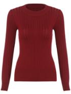 Romwe Round Neck Slim Red Sweater