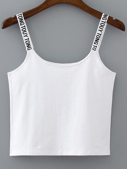 Romwe Letter Print Crop Cami Top