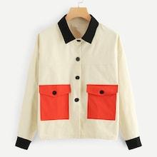 Romwe Single Breasted Colorblock Jacket