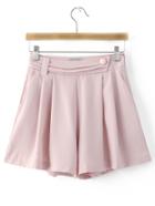 Romwe Pink Pockets Zipper Side Shorts