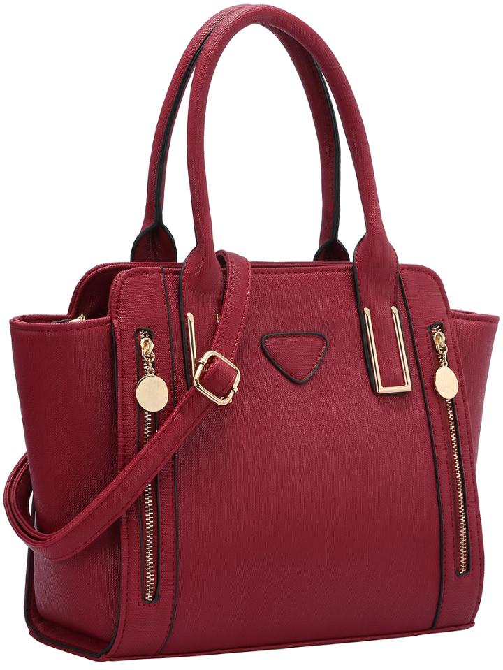 Romwe Bright Red Zipper Pu Shoulder Bag