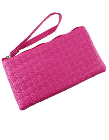 Romwe Hotpink Pu Leather Clutch