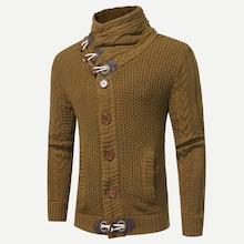 Romwe Guys Single Breasted High Neck Sweater
