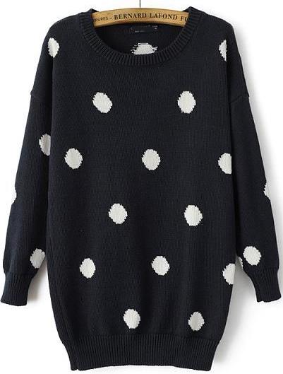 Romwe Polka Dot Loose Sweater