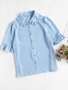 Romwe Frill Collar And Sleeve Blouse