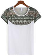 Romwe Tribal Print White T-shirt