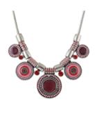 Romwe Red Beads Round Statement Necklace
