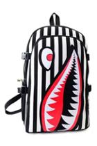 Romwe Romwe Striped Shark Lip Print Backpack