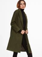 Romwe Army Green Double Breasted Slit Back Coat