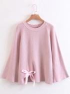 Romwe Bow Tie Raglan Sleeve Knitwear