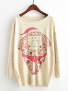 Romwe Christmas Print Space Dye Jumper