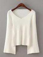Romwe Bell Sleeve Split Detail Sweater