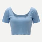 Romwe Ribbed Square Neck Crop Tee