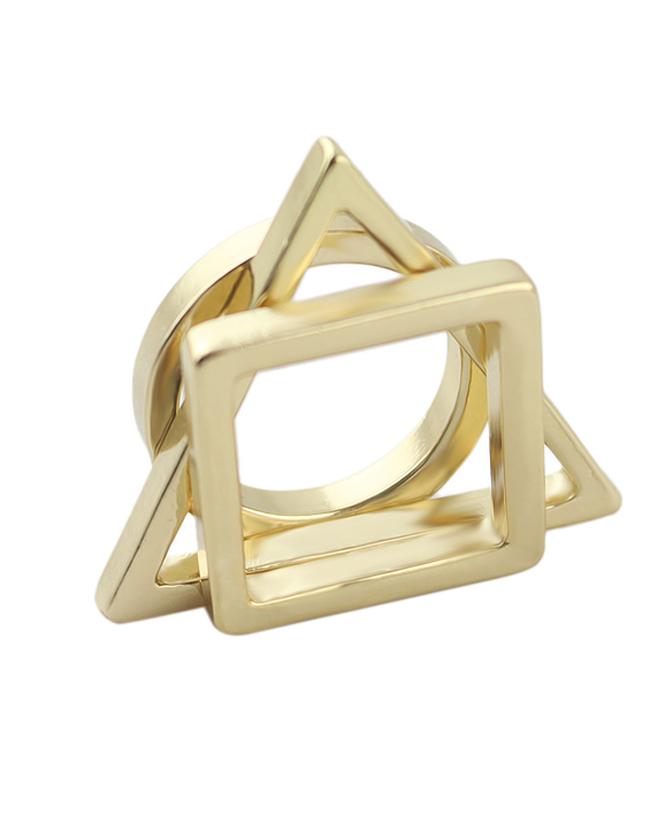 Romwe New Style Cheap Wholesale Geometry Gold Plated Ring Set