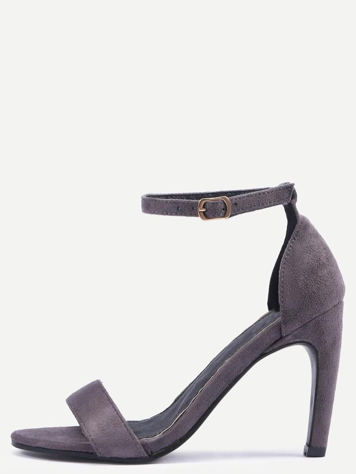 Romwe Grey Peep Toe Ankle Strap Stiletto Heels