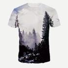 Romwe Guys Forest Print Tee