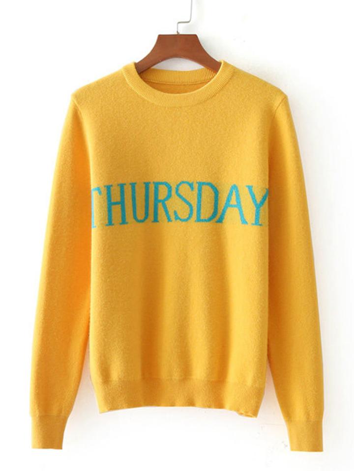 Romwe Slogan Print Jumper Knitwear