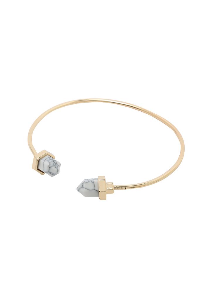 Romwe White Stone Cuff Bracelet