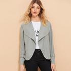Romwe Buckle Detail Sleeve Coat