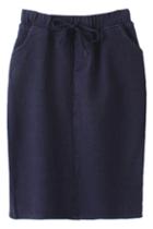 Romwe Drawstring Pleated Navy Blue Skirt