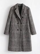 Romwe Wool Blend Glen Plaid Coat