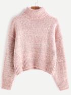 Romwe Turtleneck Drop Shoulder Crop Cable Knit Sweater