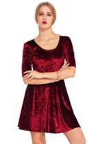 Romwe Mesh Back Velvet Dress