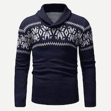 Romwe Guys Christmas Snowflake Print Jumper