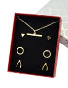 Romwe Gold Plated Necklace Earrings Fashion Jewelry Set