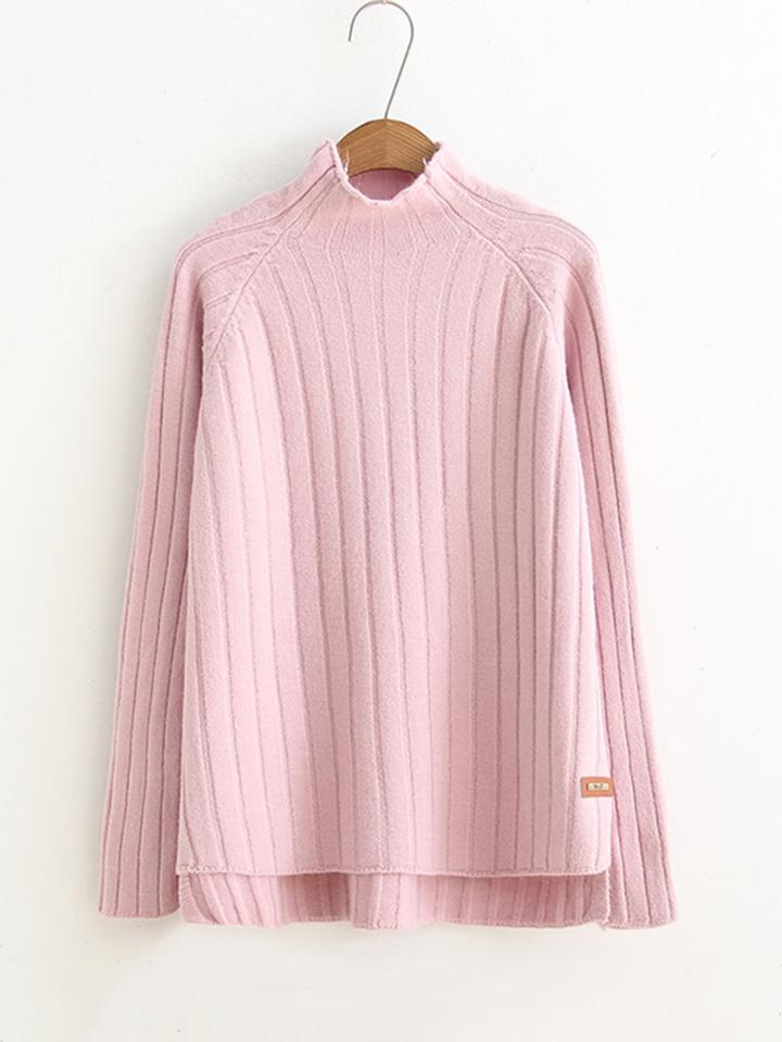 Romwe Raglan Sleeve Rib Knit Sweater